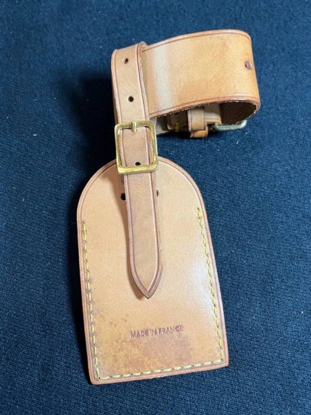 Authentic Louis Vuitton Vachetta Leather Luggage Tag & Poignet Set